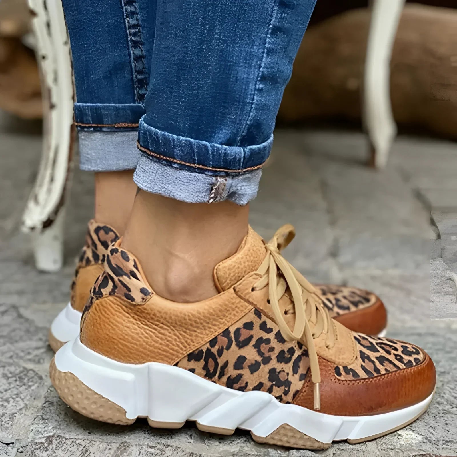 Women's Leopard Print Sneakers – Chunky-Sole Casual Trainers