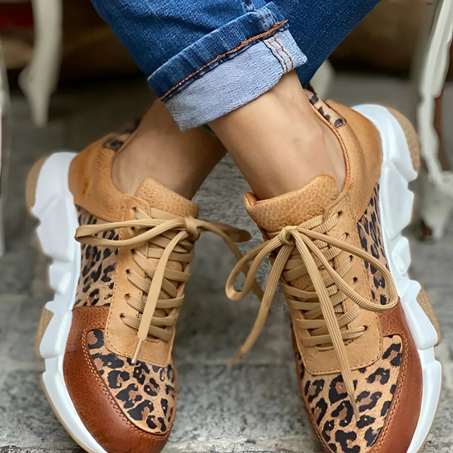 Women's Leopard Print Sneakers – Chunky-Sole Casual Trainers