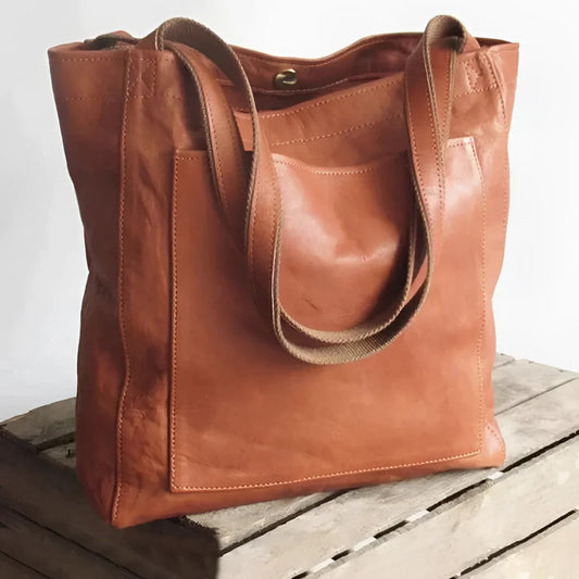 Women's Large Vintage Shopper Bag – Spacious Shoulder Tote – Brown