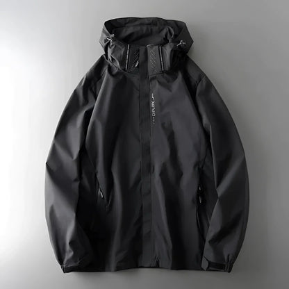 Men's Hooded Waterproof Rain Jacket – Everyday Outdoor Coat – Black