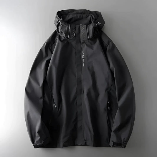 Men's Hooded Waterproof Rain Jacket – Everyday Outdoor Coat – Black