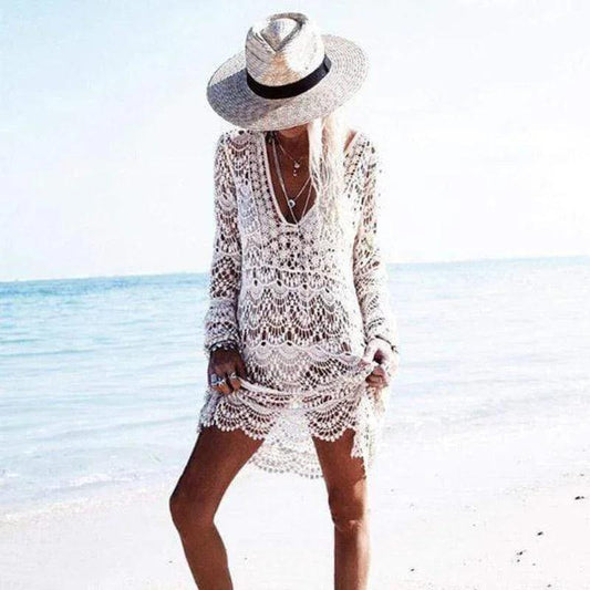 Bella Women's Beach Cover Up | Crochet Design, Mini Length 0