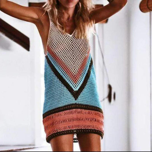 Bella Women's Beach Cover Up | Crochet Knit, Bohemian Style 0