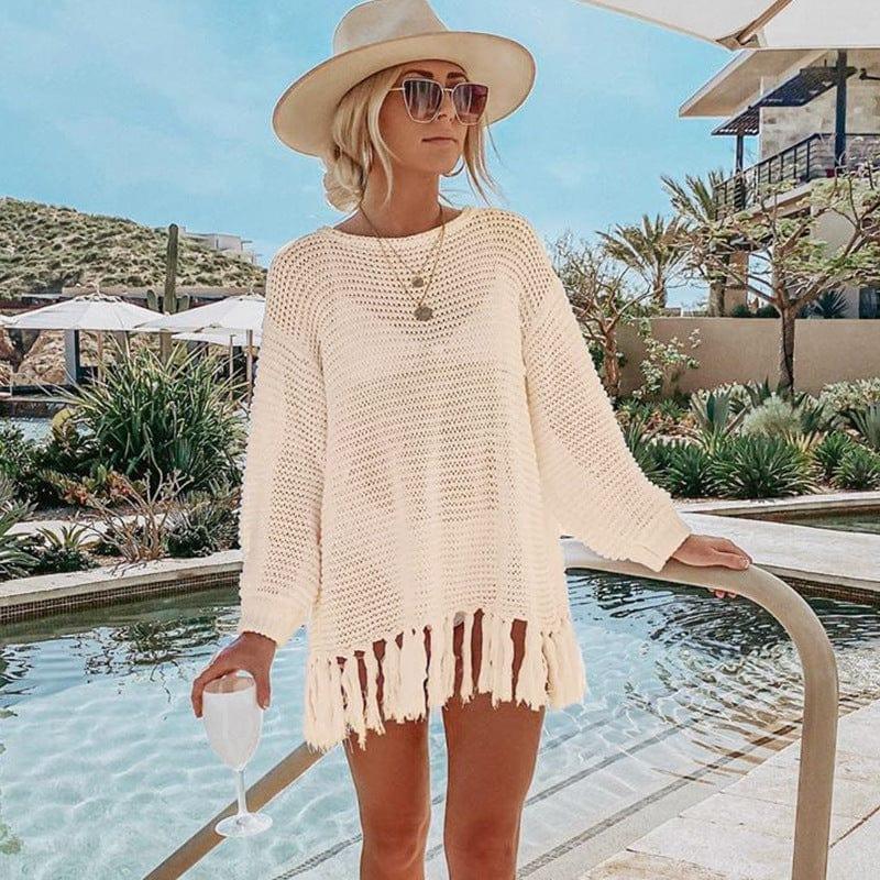Bella Women's Cover Up | Boho Crochet Knit with Tassels 1