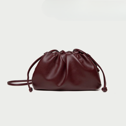 Women's Ruched Cloud Leather Clutch Bag | Red Soft Dumpling Casual Going Out Crossbody Bag | Smart Casual Evening Going Out Bag