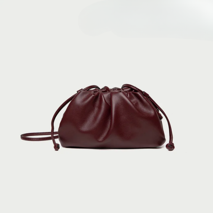 Women's Ruched Cloud Leather Clutch Bag | Red Soft Dumpling Casual Going Out Crossbody Bag | Smart Casual Evening Going Out Bag