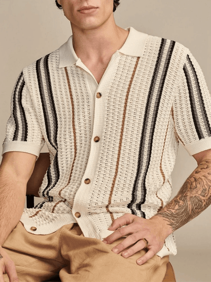 Caden Men's Shirt | Lightweight Premium Viscose, Retro Stripe Design 0