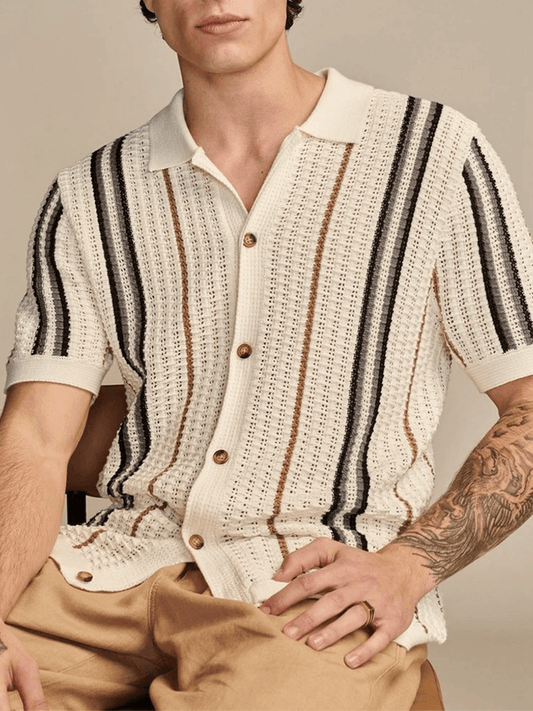 Caden Men's Shirt | Lightweight Premium Viscose, Retro Stripe Design 0