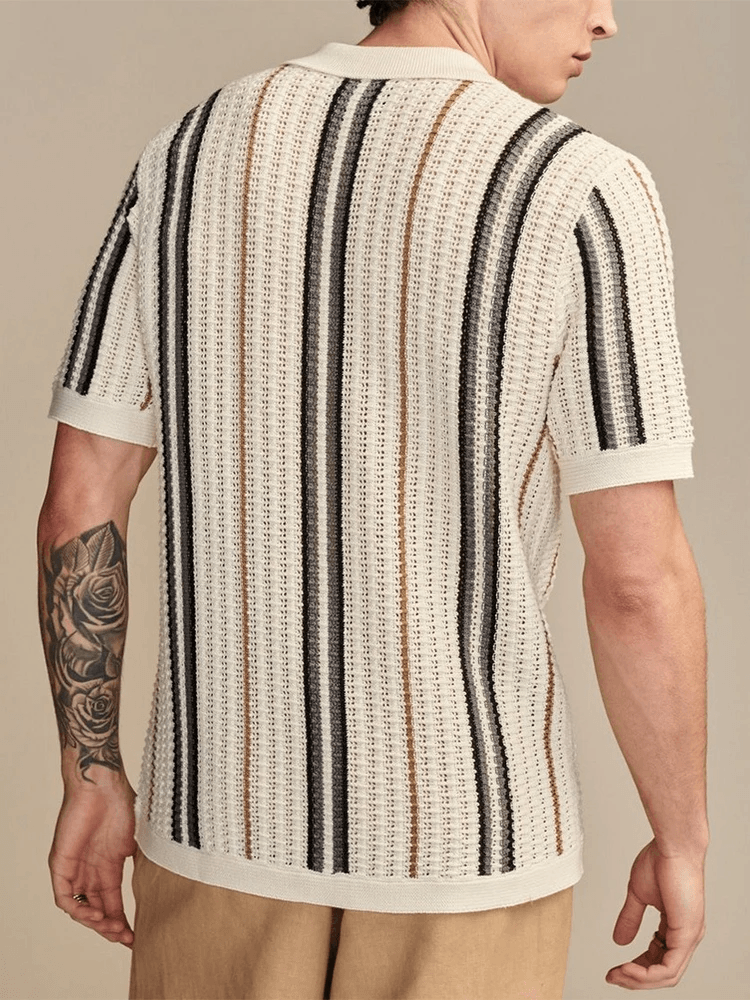 Caden Men's Shirt | Lightweight Premium Viscose, Retro Stripe Design 2