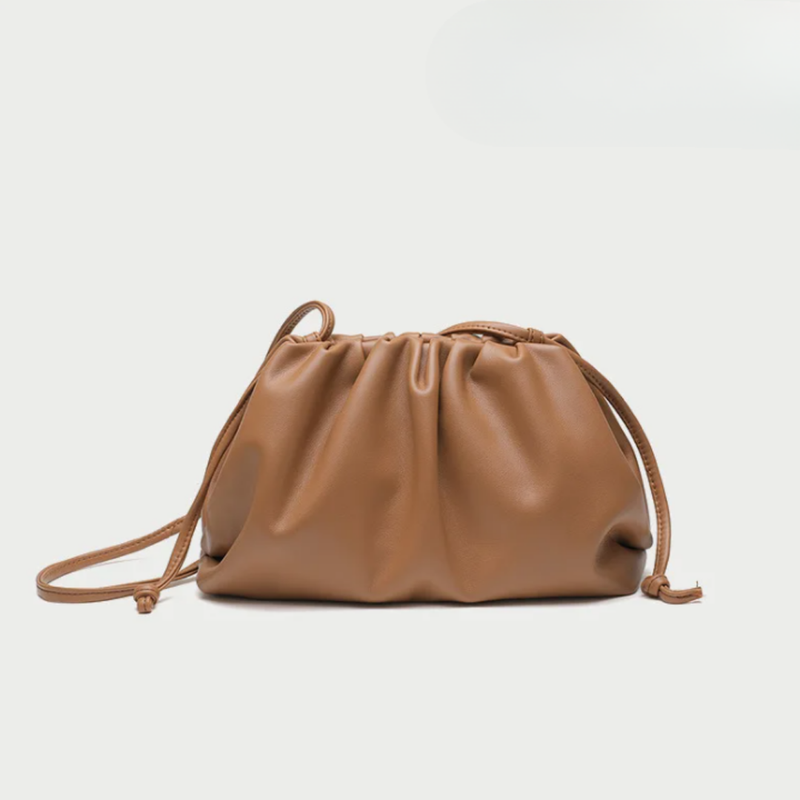 Women's Ruched Cloud Leather Clutch Bag | Red Soft Dumpling Casual Going Out Crossbody Bag | Smart Casual Evening Going Out Bag