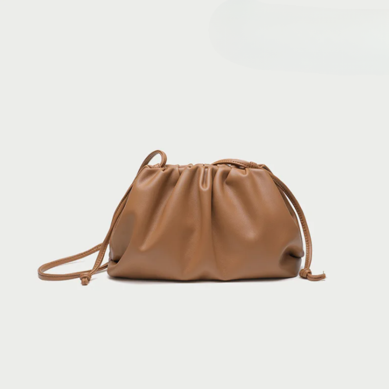 Women's Ruched Cloud Leather Clutch Bag | Red Soft Dumpling Casual Going Out Crossbody Bag | Smart Casual Evening Going Out Bag