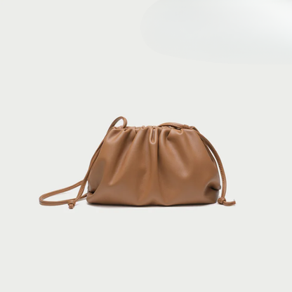 Women's Ruched Cloud Leather Clutch Bag | Red Soft Dumpling Casual Going Out Crossbody Bag | Smart Casual Evening Going Out Bag