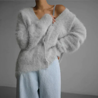 Ravena Cardigan Dame – Elegant Strikcardigan med Løs Pasform