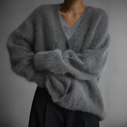Ravena Cardigan Dame – Elegant Strikcardigan med Løs Pasform
