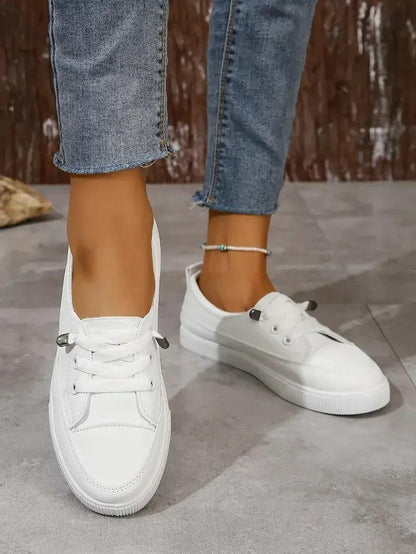Casual Round Toe Flat Shoes With Lace Up For Women