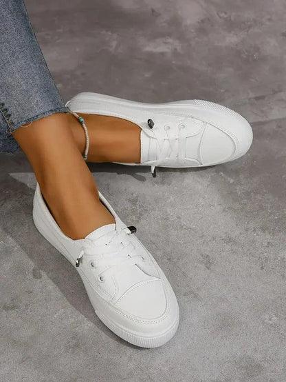 Casual Round Toe Flat Shoes With Lace Up For Women