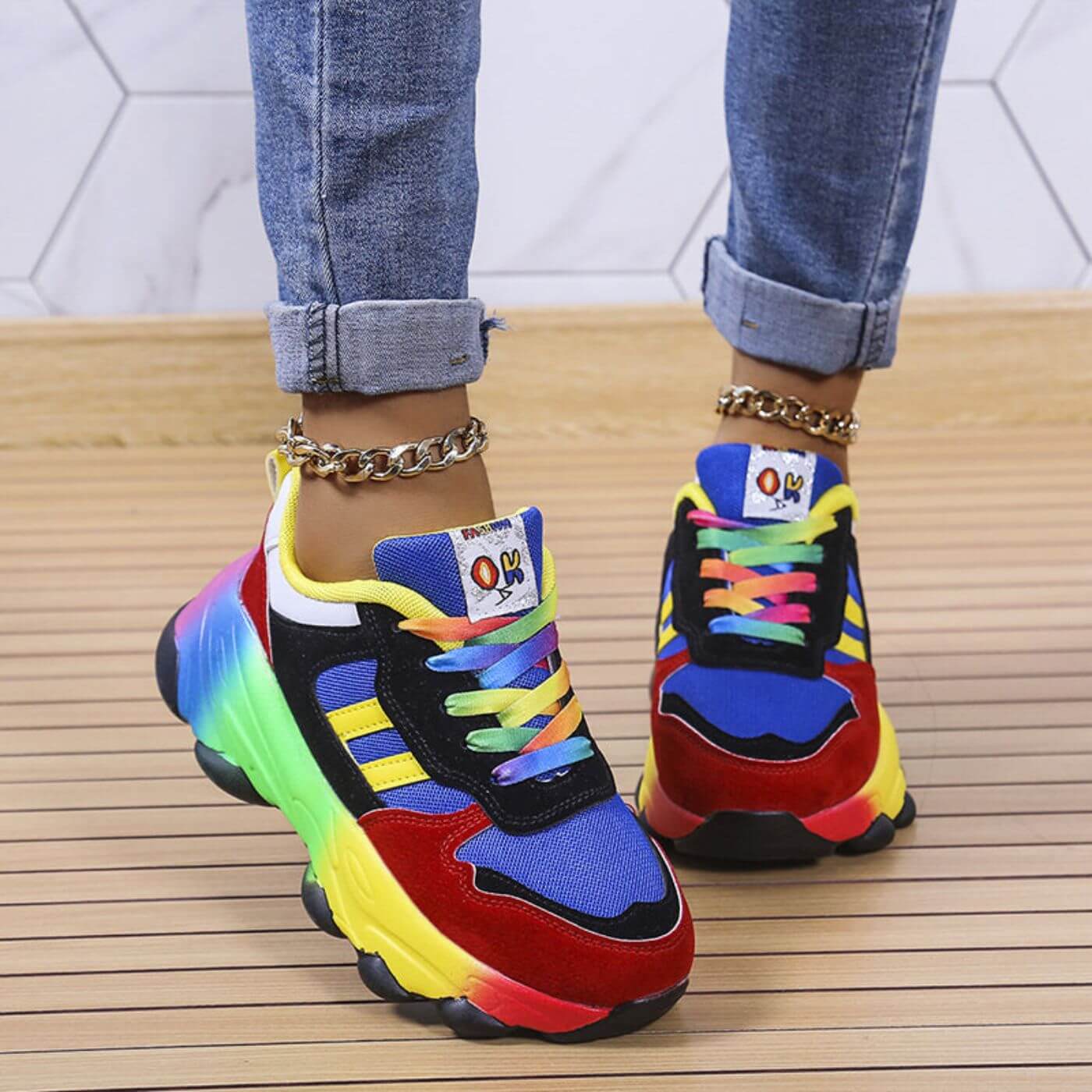 Women's Orthopedic Platform Sneakers | Lightweight Cushioned Women's Trainers | Women's Comfort Lace-Up Sneakers