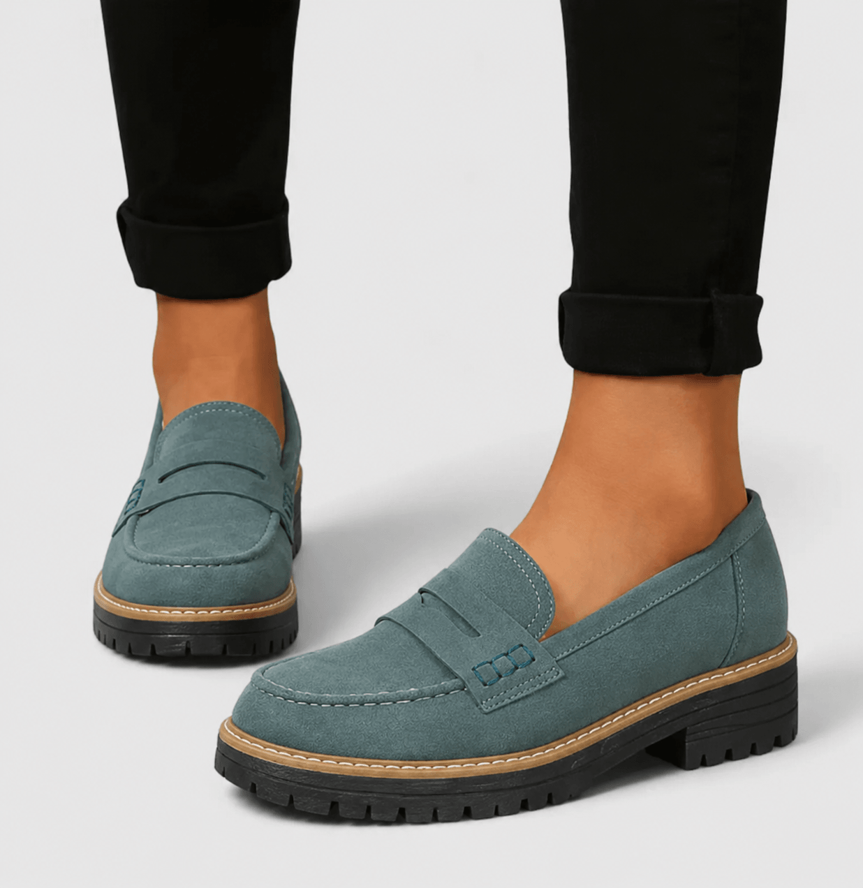 Women's Suede Platform Loafers | Comfortable Women's Platform Slip-Ons | Elegant Women's Slip-On Shoes