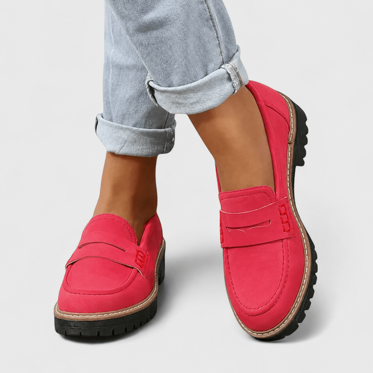 Women's Suede Platform Loafers | Comfortable Women's Platform Slip-Ons | Elegant Women's Slip-On Shoes