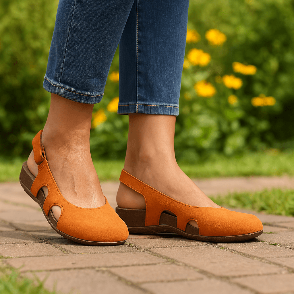 Women's Strappy Ballerinas | Women's Closed-Toe Sandals | Comfortable Blue Women's Summer Shoes