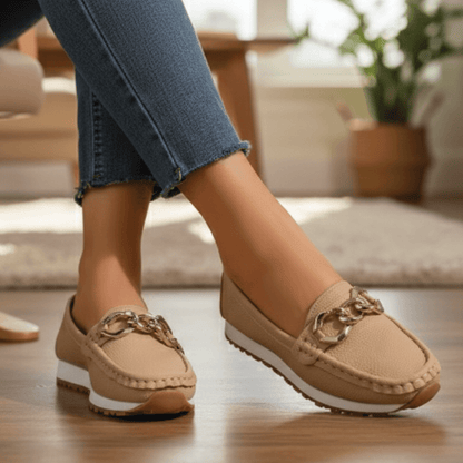 Jessica | Women’s Classic Slip-On Loafers with Chain Buckle