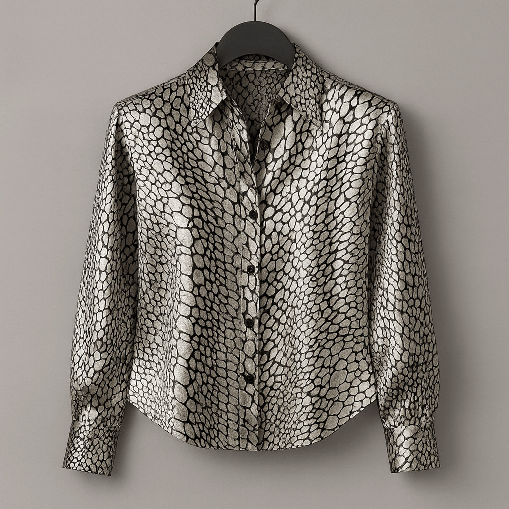 Evelyn Women's Top | Glossy Satin Leopard Print Blouse for Going Out 3
