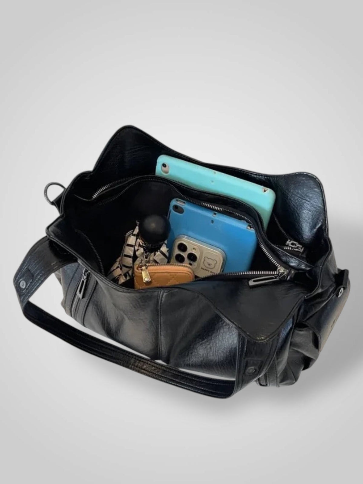 Damen-Schultertasche aus Leder mit mehreren Fächern | Hellbraune lässige elegante Alltagshandtasche mit Reißverschluss | Tasche für Smart Casual, Alltag und Ausgehen
