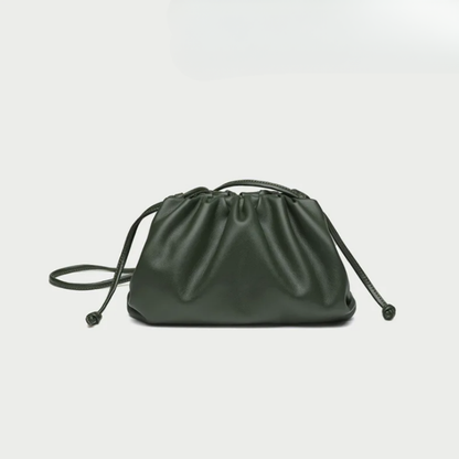 Women's Ruched Cloud Leather Clutch Bag | Red Soft Dumpling Casual Going Out Crossbody Bag | Smart Casual Evening Going Out Bag