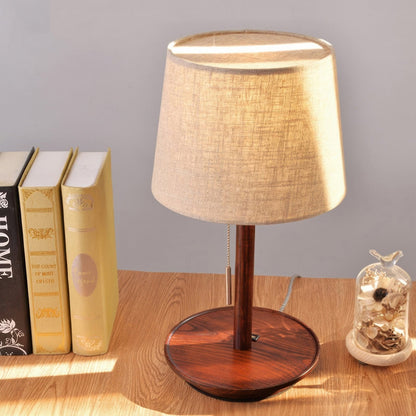 Gentle Glow | Walnut Table Lamp with Soft Fabric Shade 4