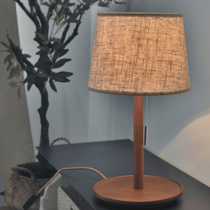 Gentle Glow | Walnut Table Lamp with Soft Fabric Shade 7
