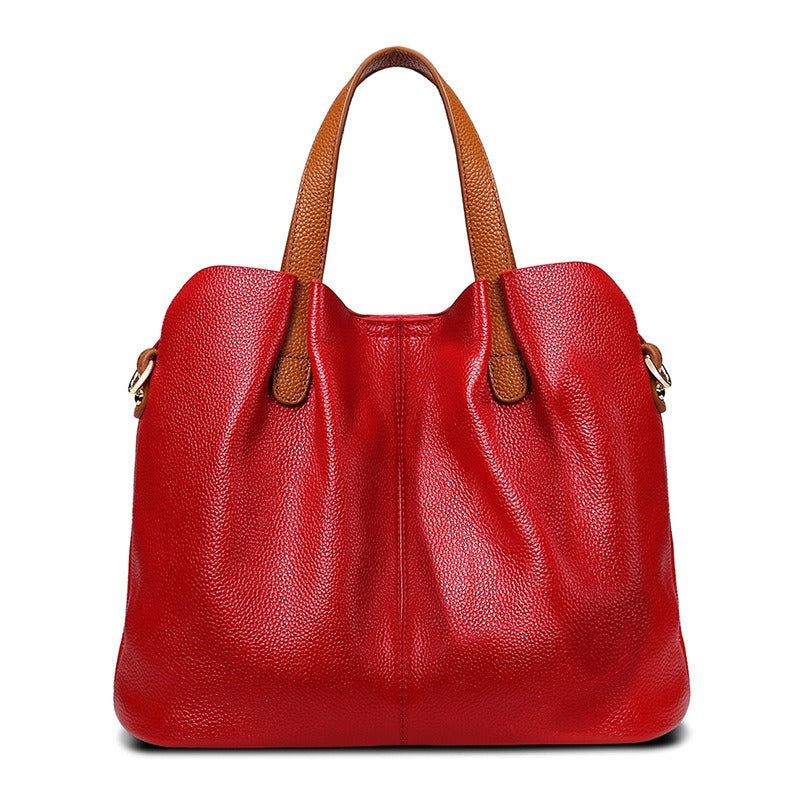 Damen-Hobo-Tasche aus echtem Leder mit Tragegriff | Graues genarbtes Leder, lässige Alltagsschultertasche | Smart-Casual-Tasche für den Alltag und zum Ausgehen