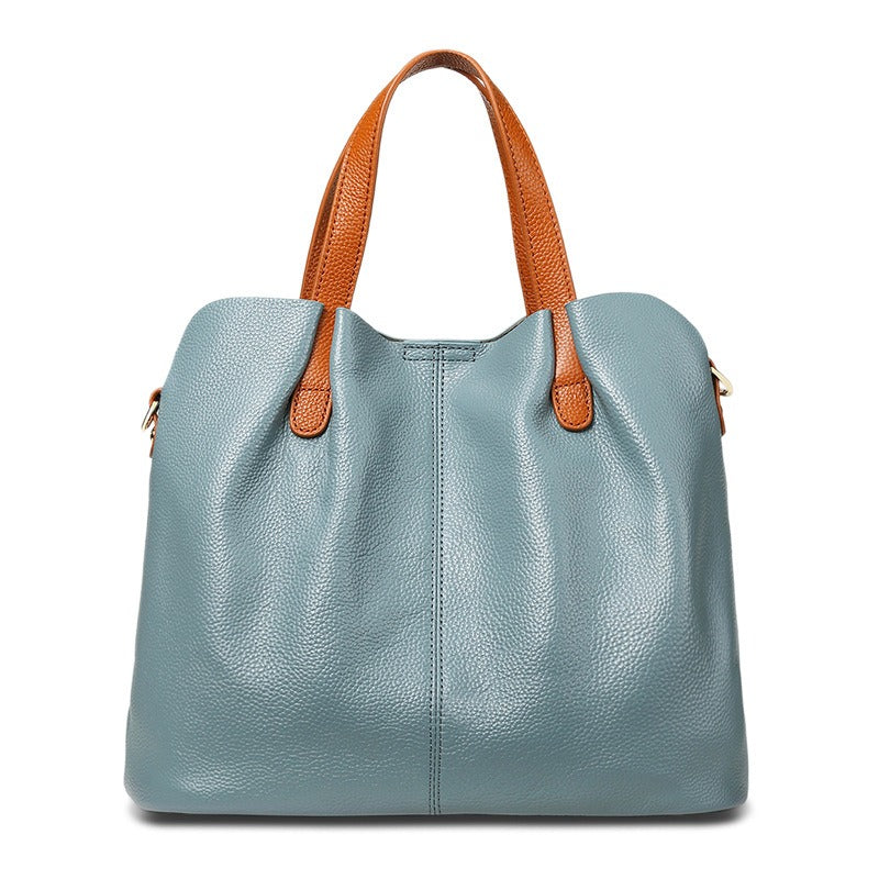 Damen-Hobo-Tasche aus echtem Leder mit Tragegriff | Graues genarbtes Leder, lässige Alltagsschultertasche | Smart-Casual-Tasche für den Alltag und zum Ausgehen