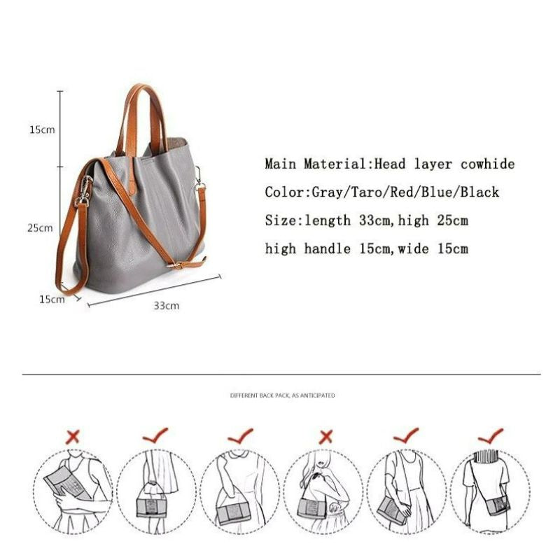 Damen-Hobo-Tasche aus echtem Leder mit Tragegriff | Graues genarbtes Leder, lässige Alltagsschultertasche | Smart-Casual-Tasche für den Alltag und zum Ausgehen