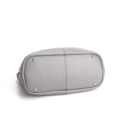 Damen-Hobo-Tasche aus echtem Leder mit Tragegriff | Graues genarbtes Leder, lässige Alltagsschultertasche | Smart-Casual-Tasche für den Alltag und zum Ausgehen
