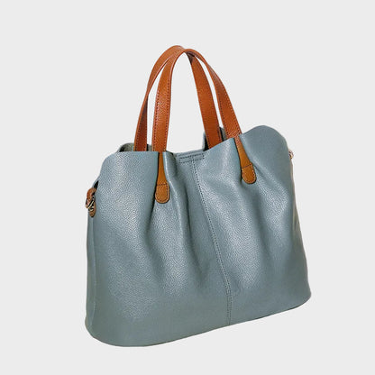 Damen-Hobo-Tasche aus echtem Leder mit Tragegriff | Graues genarbtes Leder, lässige Alltagsschultertasche | Smart-Casual-Tasche für den Alltag und zum Ausgehen