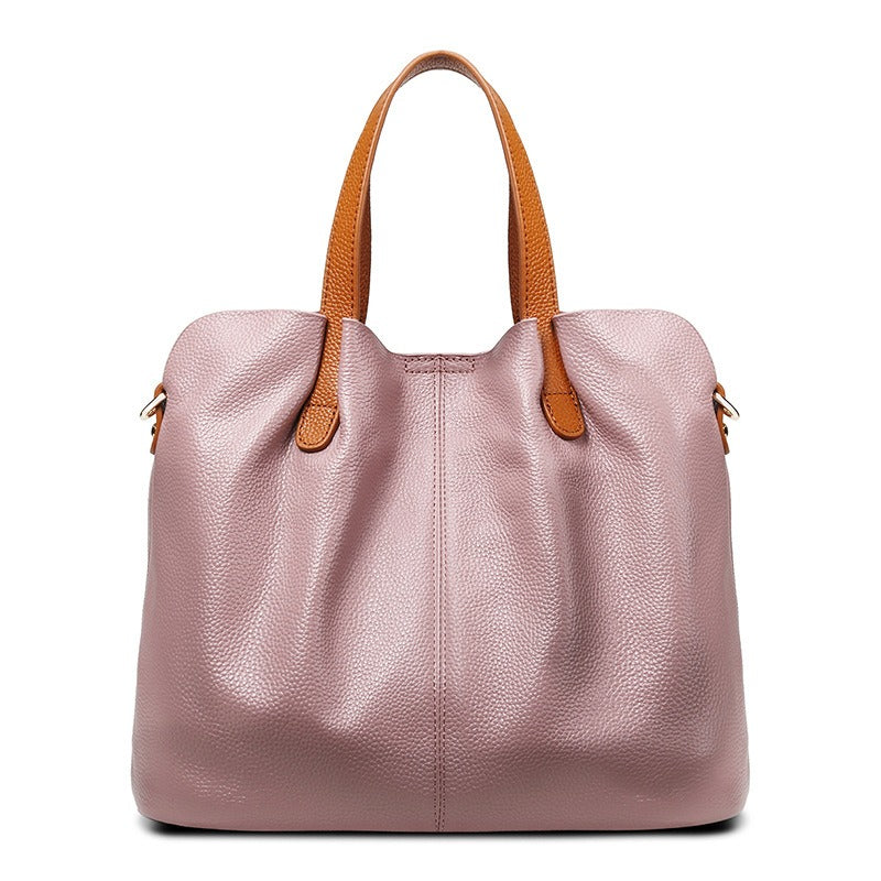 Damen-Hobo-Tasche aus echtem Leder mit Tragegriff | Graues genarbtes Leder, lässige Alltagsschultertasche | Smart-Casual-Tasche für den Alltag und zum Ausgehen