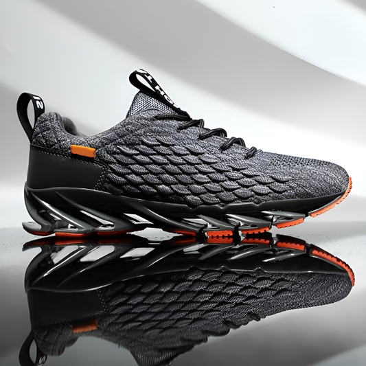 Men's Knit Blade-Sole Running Trainers | Breathable Cushioned Sport Casual Everyday Sneakers | Everyday Gym Running Sport Shoes