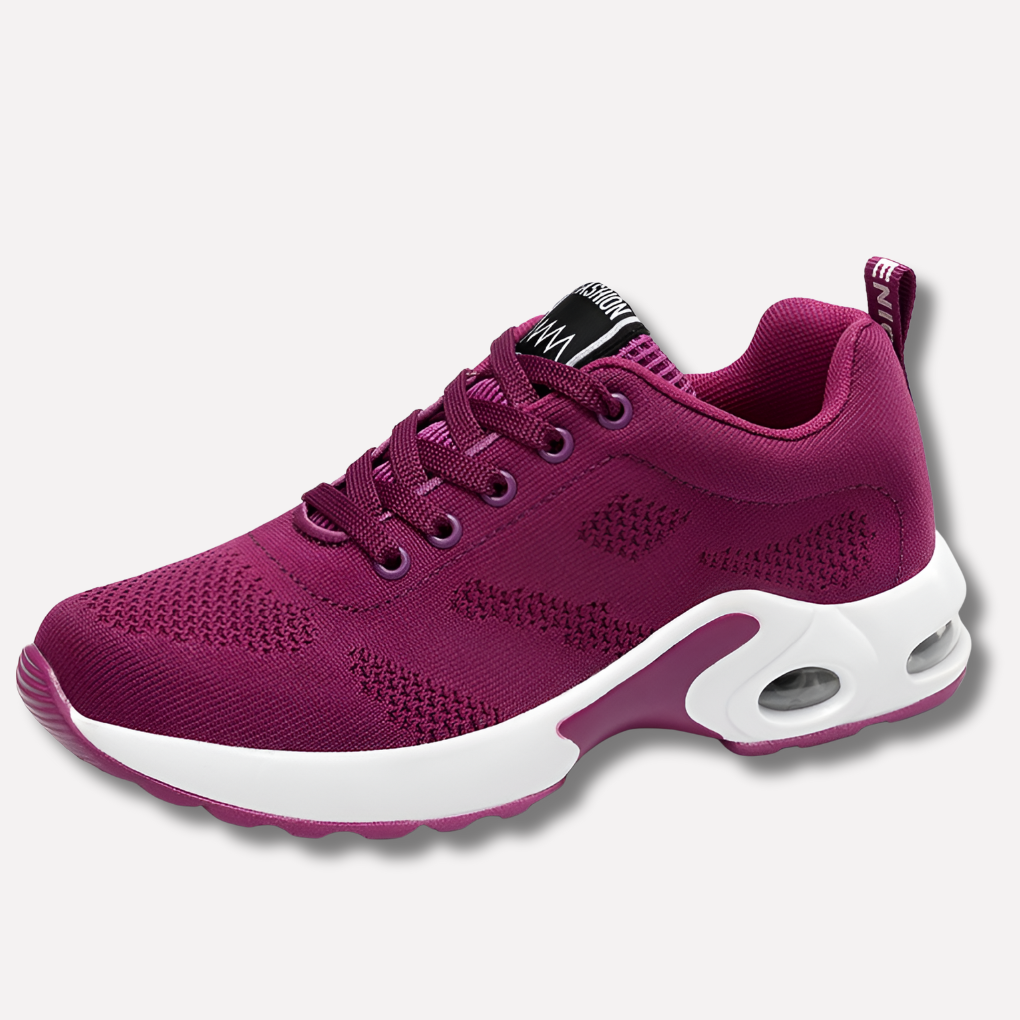 Damen-Sneaker aus Strick mit Luftpolsterung und Schnürsenkeln | Ergonomische, leichte, atmungsaktive Komfortturnschuhe | Lässige Alltagsschuhe zum schmerzlindernden Gehen