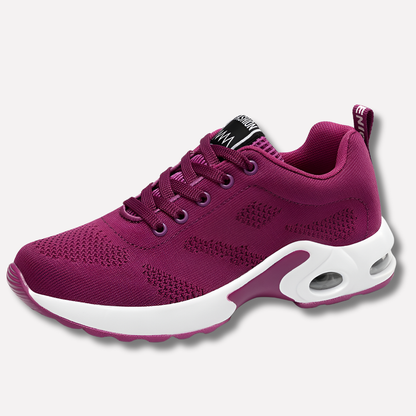 Damen-Sneaker aus Strick mit Luftpolsterung und Schnürsenkeln | Ergonomische, leichte, atmungsaktive Komfortturnschuhe | Lässige Alltagsschuhe zum schmerzlindernden Gehen
