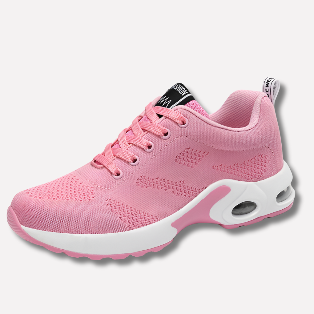 Damen-Sneaker aus Strick mit Luftpolsterung und Schnürsenkeln | Ergonomische, leichte, atmungsaktive Komfortturnschuhe | Lässige Alltagsschuhe zum schmerzlindernden Gehen
