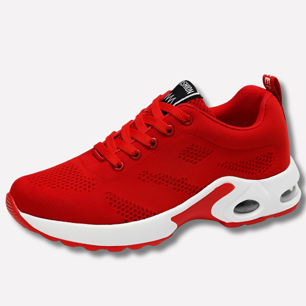 Damen-Sneaker aus Strick mit Luftpolsterung und Schnürsenkeln | Ergonomische, leichte, atmungsaktive Komfortturnschuhe | Lässige Alltagsschuhe zum schmerzlindernden Gehen