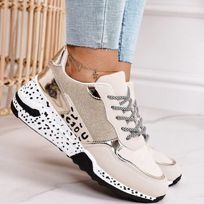 Women's Leopard Print Casual Shoes – Rugged-Sole Autumn Footwear – Gold