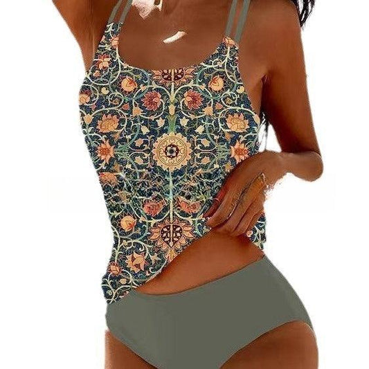 Hera Women's Bikini | Retro High-Cut Beach Print 0