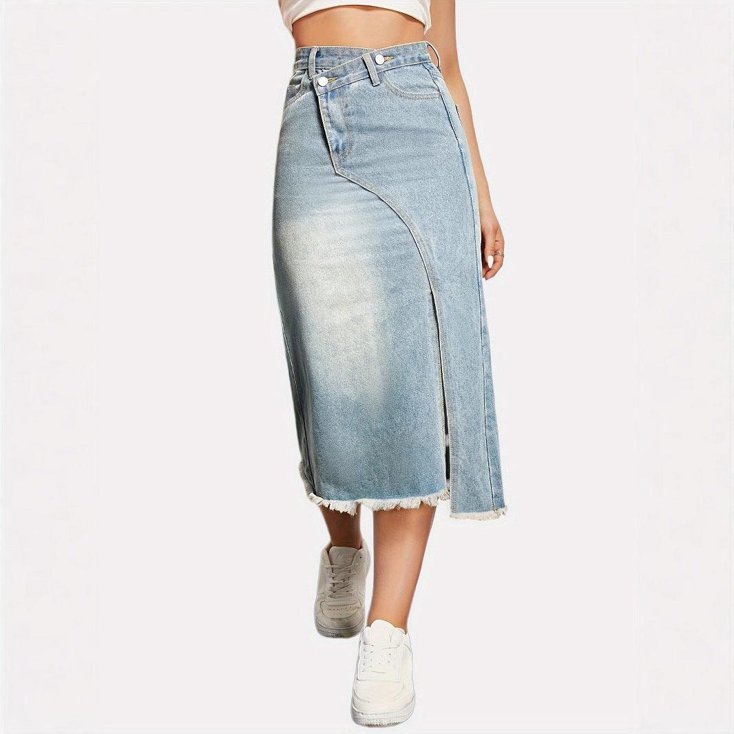 Hera Women's Denim Midi Skirt | High-Quality, Asymmetrical Cut 3