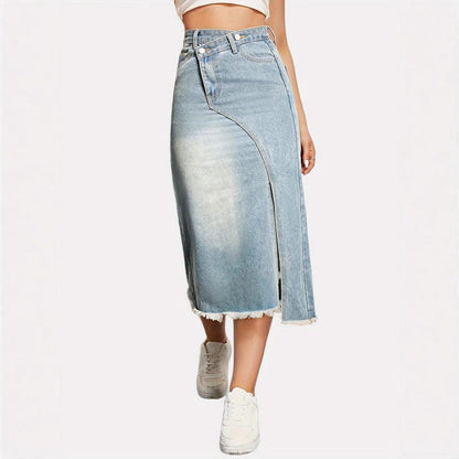Hera Women's Denim Midi Skirt | High-Quality, Asymmetrical Cut 3