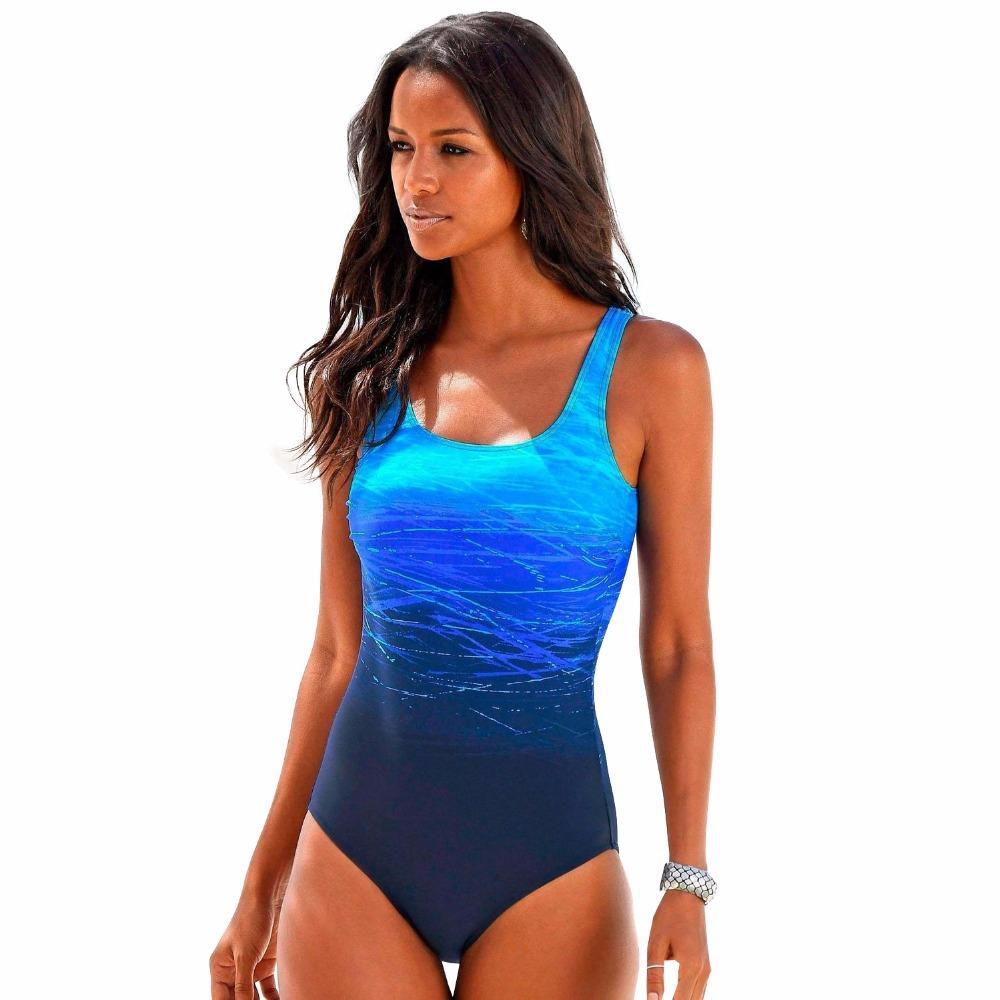 Hera Women's One-Piece Sports Swimsuit | Quick-Dry Fabric, Ombre Design 3