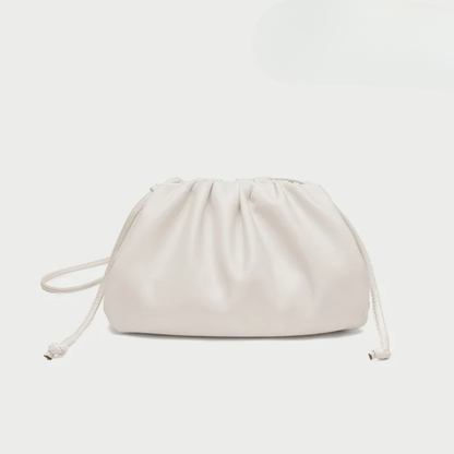 Women's Ruched Cloud Leather Clutch Bag | Red Soft Dumpling Casual Going Out Crossbody Bag | Smart Casual Evening Going Out Bag
