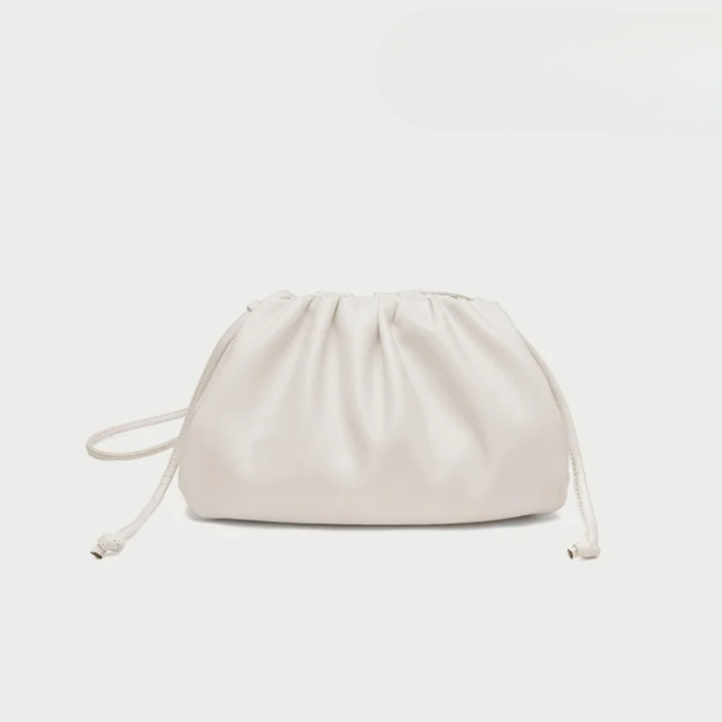 Women's Ruched Cloud Leather Clutch Bag | Red Soft Dumpling Casual Going Out Crossbody Bag | Smart Casual Evening Going Out Bag