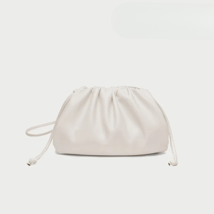 Women's Ruched Cloud Leather Clutch Bag | Red Soft Dumpling Casual Going Out Crossbody Bag | Smart Casual Evening Going Out Bag