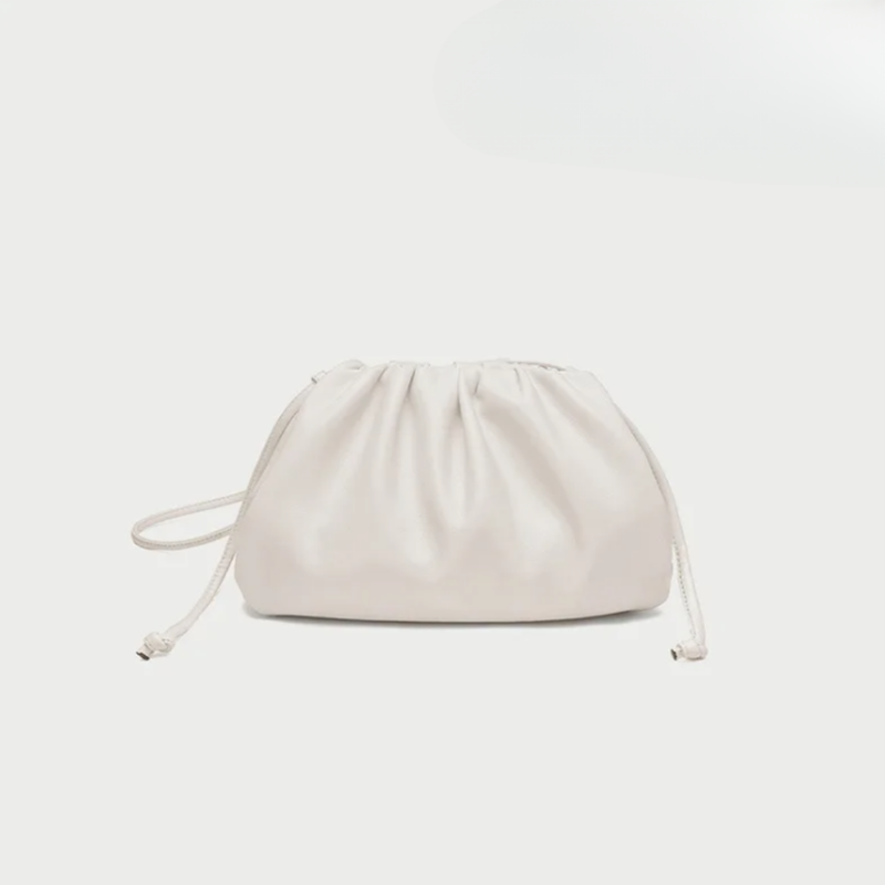 Women's Ruched Cloud Leather Clutch Bag | Red Soft Dumpling Casual Going Out Crossbody Bag | Smart Casual Evening Going Out Bag